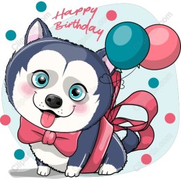 Happy Birthday Puppy with Balloons
