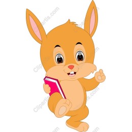 Playful Rabbit Holding Book