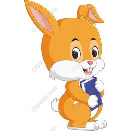 Cute Cartoon Rabbit with Book
