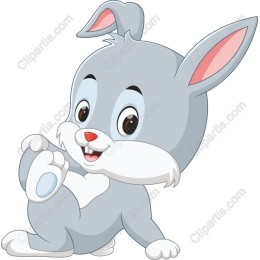 Cute Gray Bunny Cartoon