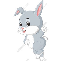Playful Gray Cartoon Rabbit
