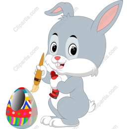 Playful Rabbit Painting Easter Egg