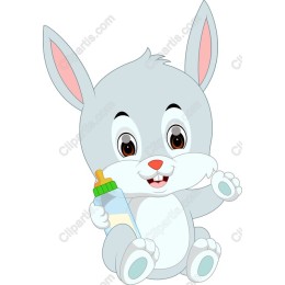 Cute Baby Bunny with Bottle
