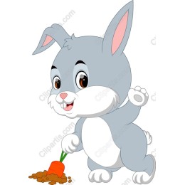 Cartoon Bunny Digging with Carrot