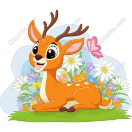 Cheerful Deer in Floral Garden