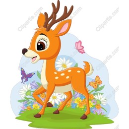 Cheerful Deer in Floral Background