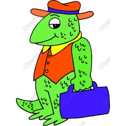 Charming Green Lizard Character