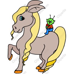 Whimsical Horse with Alien Companion
