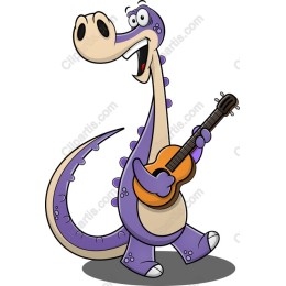 Playful Purple Dinosaur with Guitar