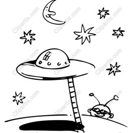 Whimsical Alien and UFO