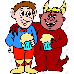 Cheerful Duo: Friendly Man and Devil