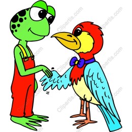Friendly Frog and Colorful Bird