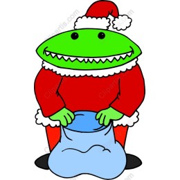 Cheerful Green Santa Creature