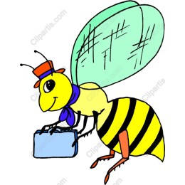 Cheerful Bee with Briefcase