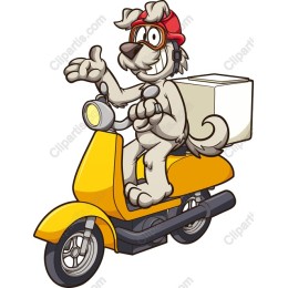 Cheerful Dog Delivery on Scooter