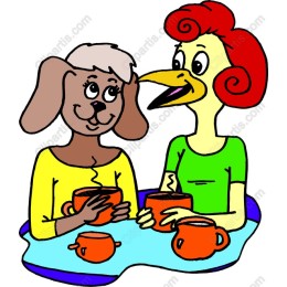 Whimsical Tea Time: Dog and Bird