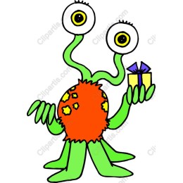 Cheerful Alien with Gift