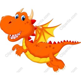 Charming Orange Cartoon Dragon