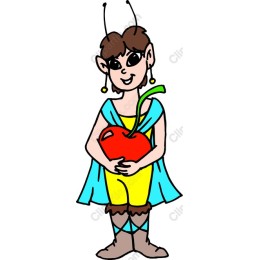 Whimsical Superhero Character with Apple