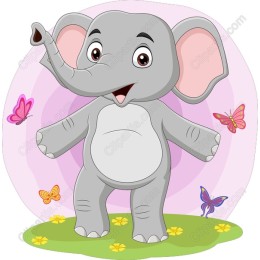 Cute Elephant with Butterflies