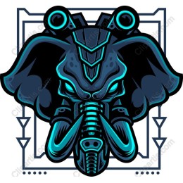 Electric Blue Elephant Head