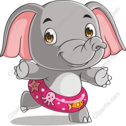 Charming Elephant in Swim Ring