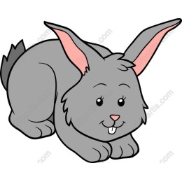Adorable Cartoon Gray Rabbit