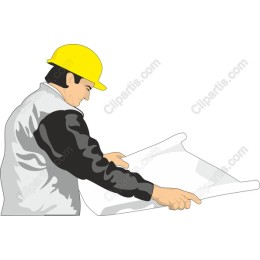 Construction Worker Examining Blueprints