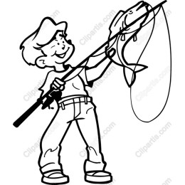 Cheerful Boy Fishing
