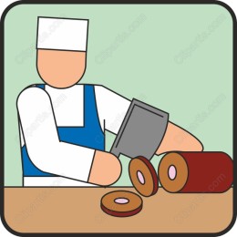Chef Slicing Sausage
