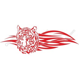 Fierce Tiger Head with Flowing Stripes