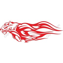Fierce Red Lion with Flames