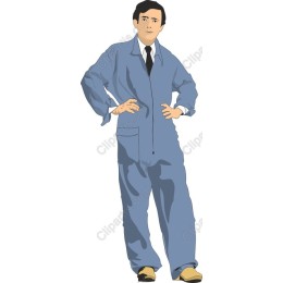 Confident Individual in Blue Coverall