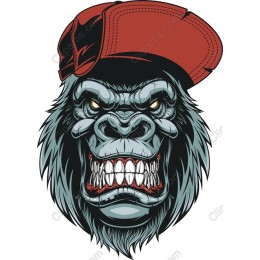 Fierce Gorilla Face with Red Cap