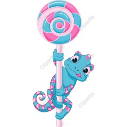 Charming Chameleon with Lollipop