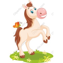 Playful Cartoon Horse with Butterfly