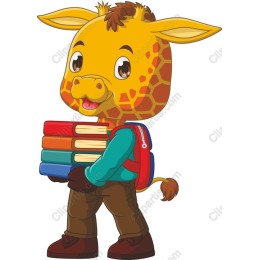 Adorable Giraffe with Books