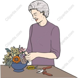 Elderly Woman Flower Arranging