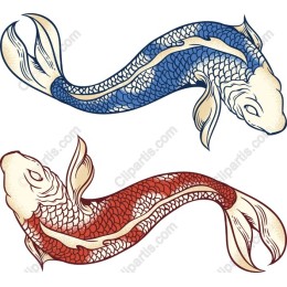 Elegant Koi Fish in Blue and Red