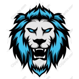 Blue and Gray Lion Head