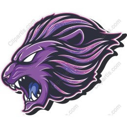 Fierce Roaring Purple Lion
