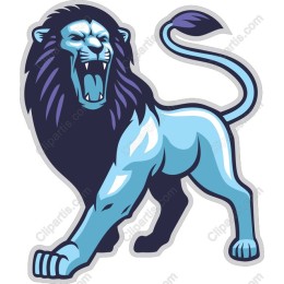 Fierce Blue Roaring Lion