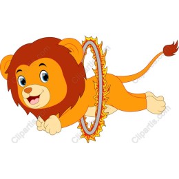 Playful Lion Cub Jumping Through a Fiery Hoop