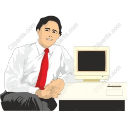 Vintage Professional Man with Retro Computer
