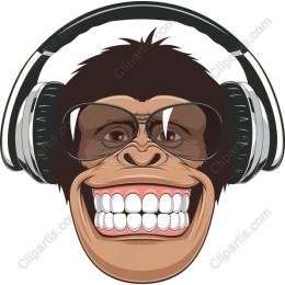 Cheerful Monkey with Headphones