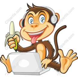Cheerful Monkey with Headphones