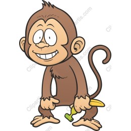 Cheerful Cartoon Monkey with Banana