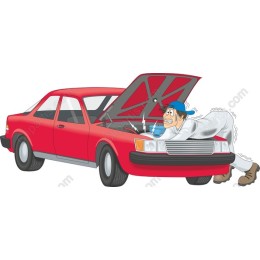 Classic Red Car Mechanic