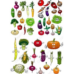 Cheerful Vegetable Character Clipart Set