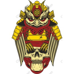 Samurai Owl and Skull